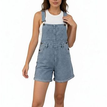 Women's Denim Short Overalls Classic Jean Jumpsuit with Pockets