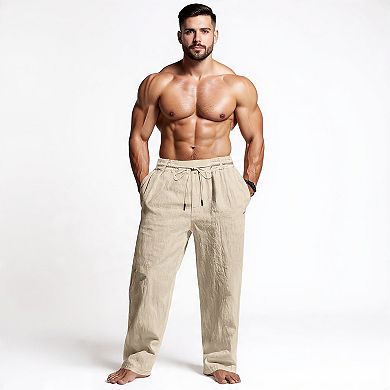 Mens Loose Fit Linen Pants