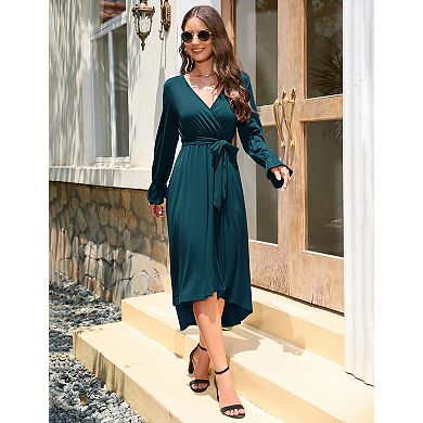 Women's Long Sleeve V-Neck Maternity Midi Dress