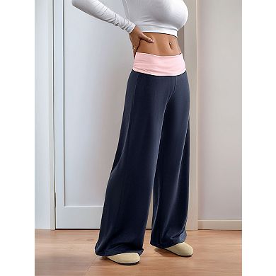 Women's Colorblock Sweat Wide Leg Pants