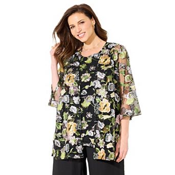 Catherines Women's Plus Size Embroidered Tank And wrap 2 pc Set