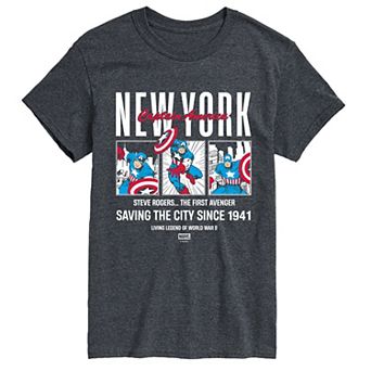 Men's Marvel Men's Captain America New York Comic Panels Graphic Tee
