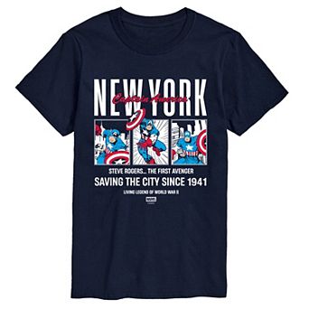 Men's Marvel Men's Captain America New York Comic Panels Graphic Tee