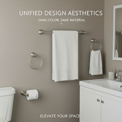 3-Piece Bathroom Towel Set, Brushed Nickel 18/24" Bar and Toilet Paper Holder
