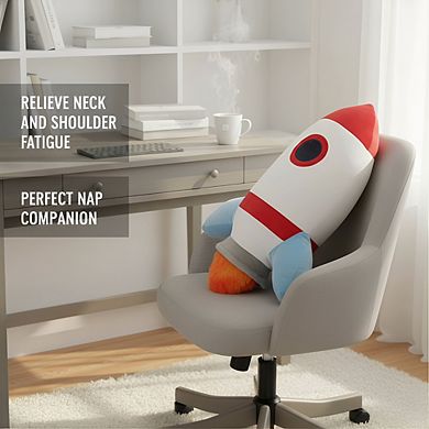 Rocket Spaceship Decorative Pillow 16.5", Soft Polyester Bedroom Accent
