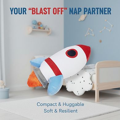 Rocket Spaceship Decorative Pillow 16.5", Soft Polyester Bedroom Accent