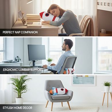 Rocket Spaceship Decorative Pillow 16.5", Soft Polyester Bedroom Accent