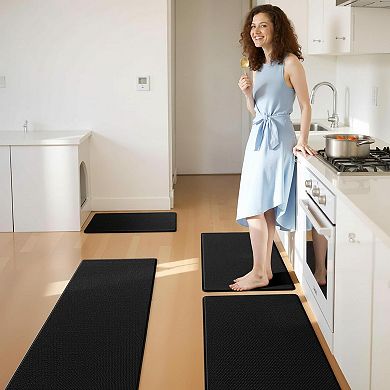 3pcs Kitchen Mats Non Slip Waterproof Cushioned Standing Comfort Office PVC Rugs
