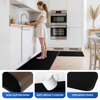 3pcs Kitchen Mats Non Slip Waterproof Cushioned Standing Comfort Office PVC Rugs