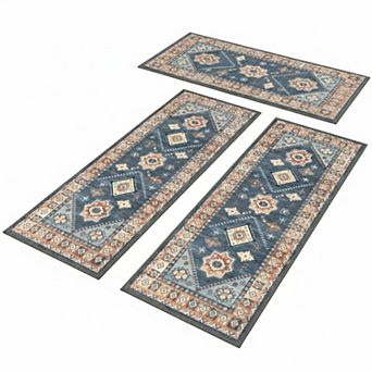 3 pc Kitchen Rug Set Non Slip Washable Thick Floor Mats for Hallway Laundry Holiday Decor