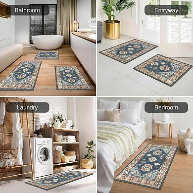 3 Piece Kitchen Rug Set Non Slip Washable Thick Floor Mats for Hallway Laundry Holiday Decor