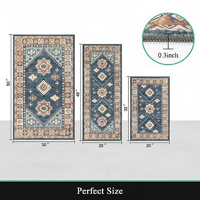 3 Piece Kitchen Rug Set Non Slip Washable Thick Floor Mats for Hallway Laundry Holiday Decor