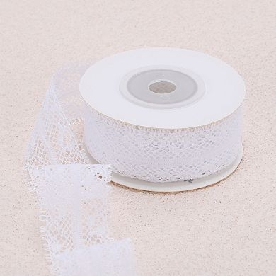 1.1"x29.53' Reusable Lace Gift Ribbon Style Three White