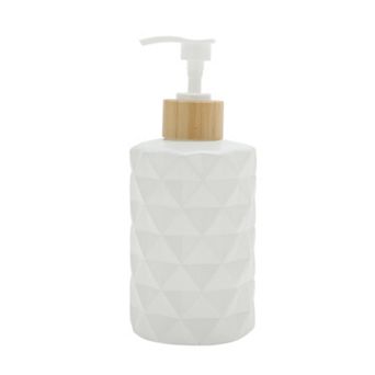 2.91"x6.93" Round Bottom Diamond Pattern Soap Dispenser 11.16oz 1 pc White