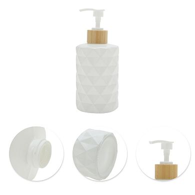 2.91"x6.93" Round Bottom Diamond Pattern Soap Dispenser 11.16oz 1 Pc White