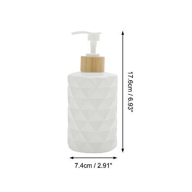 2.91"x6.93" Round Bottom Diamond Pattern Soap Dispenser 11.16oz 1 Pc White