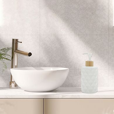 2.91"x6.93" Round Bottom Diamond Pattern Soap Dispenser 11.16oz 1 Pc White