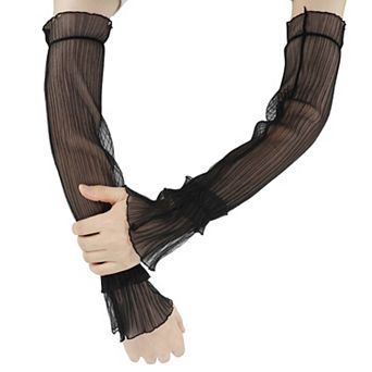 20.08" Lotus Leaf Curled Edges Mesh Arm Sleeves for Women 1 Pair