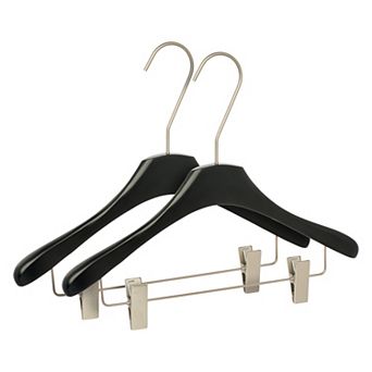 2 Packs Wood Non-Slip Hangers with Pinch Clips Durable 360-degree Space Saving 15.74Inch