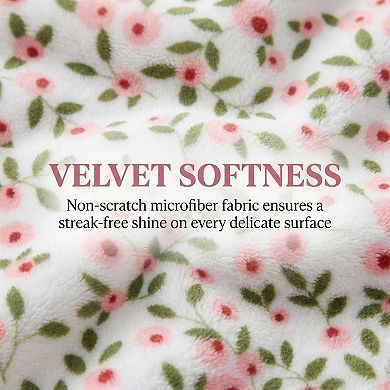 3 Pack Coral Fleece Printed Cleaning Cloths, Super Absorbent Soft Reusable Towel for Kitchen 12"x12"