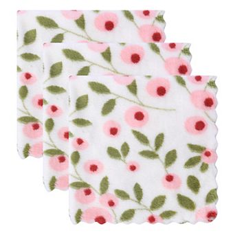 3 Pack Coral Fleece Printed Cleaning Cloths, Super Absorbent Soft Reusable Towel for Kitchen 12"x12"