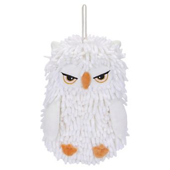 Cute Owl Animal Shaped Chenille Hanging Hand Towels, Super Absorbent Soft Towel 1 Pack 9" x 11"