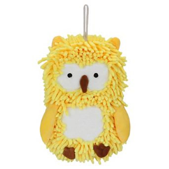 Cute Owl Animal Shaped Chenille Hanging Hand Towels, Super Absorbent Soft Towel 1 Pack 9" x 11"