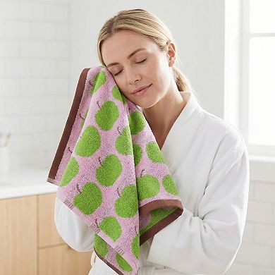Cute Fruit Printed Cotton Washcloths, 4 Pack Face Cloths, Jacquard Weave Reusable Towels 13" x 13"