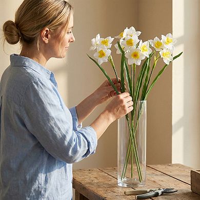 4 Pcs Artificial Daffodils Flowers, Real Touch Fake Bouquet, Faux Spring Flowers for Home Decor 18"H