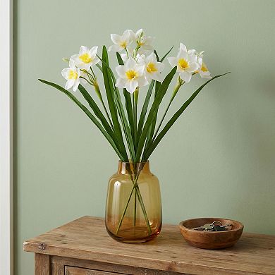 4 Pcs Artificial Daffodils Flowers, Real Touch Fake Bouquet, Faux Spring Flowers for Home Decor 18"H