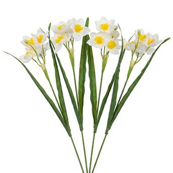 4 pc Artificial Daffodils Flowers, Real Touch Fake Bouquet, Faux Spring Flowers for Home Decor 18"H