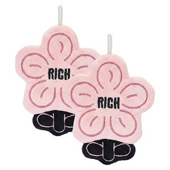Flower-Shaped Hanging Hand Towels, Super Absorbent Soft Fleece Towels with Letter 11"x9"