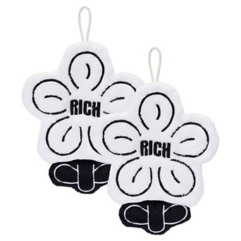 Flower-Shaped Hanging Hand Towels, Super Absorbent Soft Fleece Towels with Letter 11"x9"