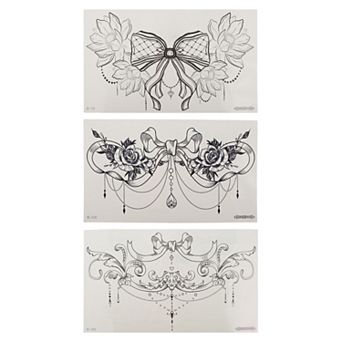 Waterproof Fake Tattoos Temporary Tatto for Adult Black 3 pc