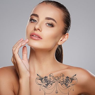 Waterproof Fake Tattoos Temporary Tatto for Adult Black 3 Pcs