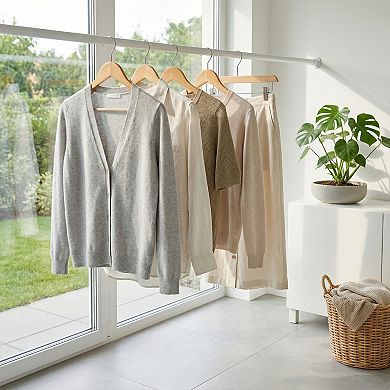 2 Packs Wood Non-Slip Hangers with Pinch Clips, 360-degree Space Saving