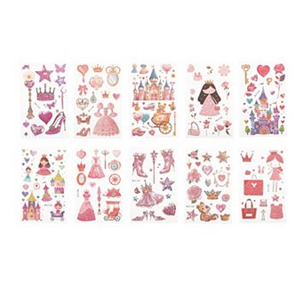 Realistic Cartoon Temporary Tatto Pink Yellow 10 pc