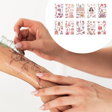 Realistic Cartoon Temporary Tatto Pink Yellow 10 Pcs