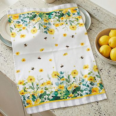 Decorative Floral Microfiber Kitchen Towels, 2 Pack Absorbent Soft Reusable Dish Cloths 16" x 24"