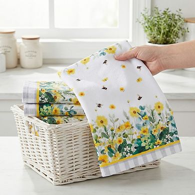 Decorative Floral Microfiber Kitchen Towels, 2 Pack Absorbent Soft Reusable Dish Cloths 16" x 24"