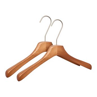 2 pc Wood Non-Slip Hangers Durable 360-degree Space Saving Clothes Hangers for Cloth 16.9Inch
