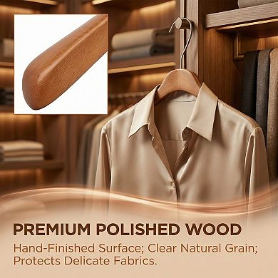 2 Pcs Wood Non-Slip Hangers Durable 360-degree Space Saving Clothes Hangers for Cloth 16.9Inch
