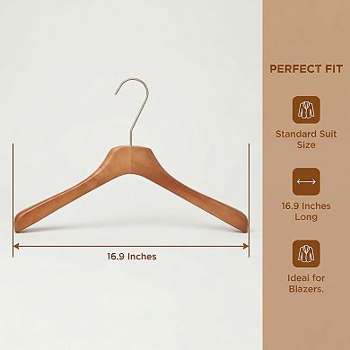 2 Pcs Wood Non-Slip Hangers Durable 360-degree Space Saving Clothes Hangers for Cloth 16.9Inch