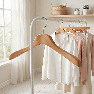 2 Pcs Wood Non-Slip Hangers Durable 360-degree Space Saving Clothes Hangers for Cloth 16.9Inch