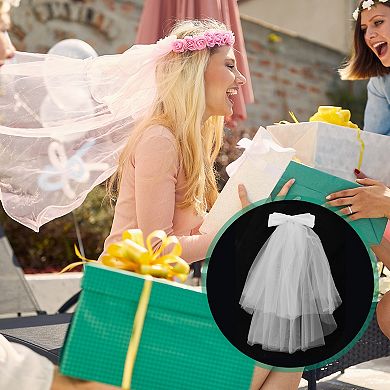 20.87" Hair Comb Wedding Veil 1 Pc Gloss Tulle Bow White
