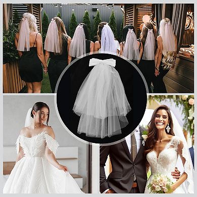 20.87" Hair Comb Wedding Veil 1 Pc Gloss Tulle Bow White