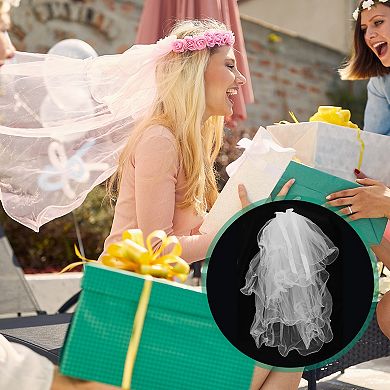 31.5" Hair Comb Wedding Veil 1 Pc Four-Layer Pearl White