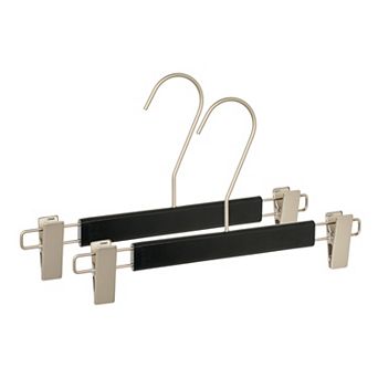 2 Packs Wood Non-Slip Hangers with Pinch Clips Durable 360-degree Space Saving 12.6Inch