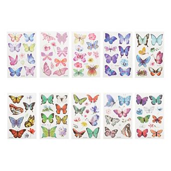 Realistic Butterfly Temporary Tatto Blue Purple 10 pc