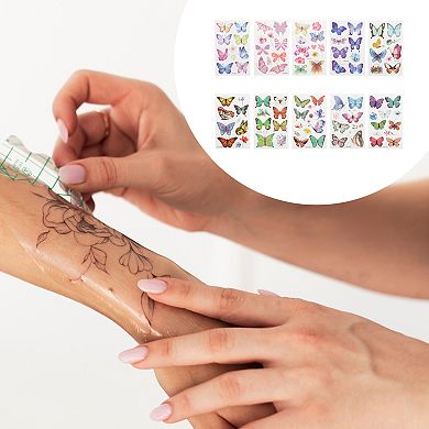 Realistic Butterfly Temporary Tatto Blue Purple 10 Pcs